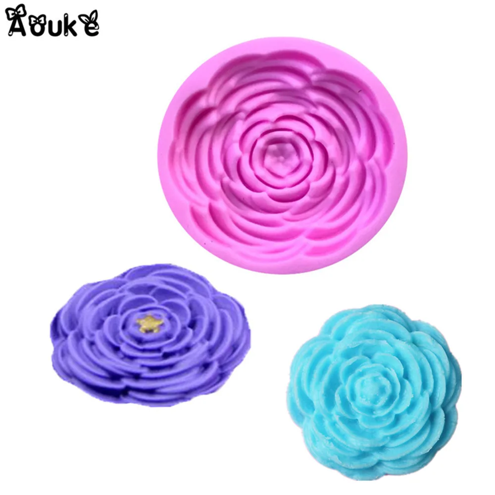 Peony Flower Shape Embossed Silicone Mold Cookie Fondant Cake Molds