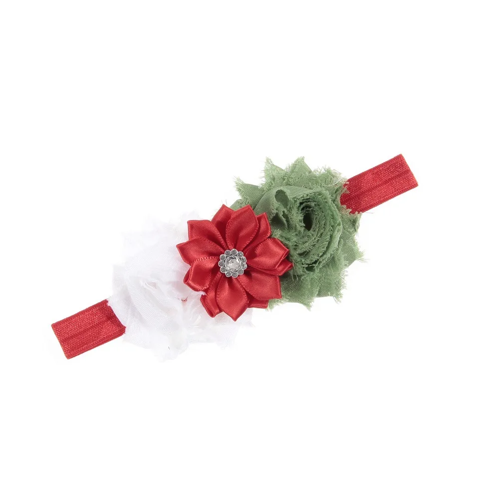 Nishine 3 шт./компл. потрепанная шифоновая цветочным рисунком, выполненным лентами Штаны для девочек с рождественским изображением; повязка для волос; одежда для детей с бантиком оголовье, набор Рождественский подарок