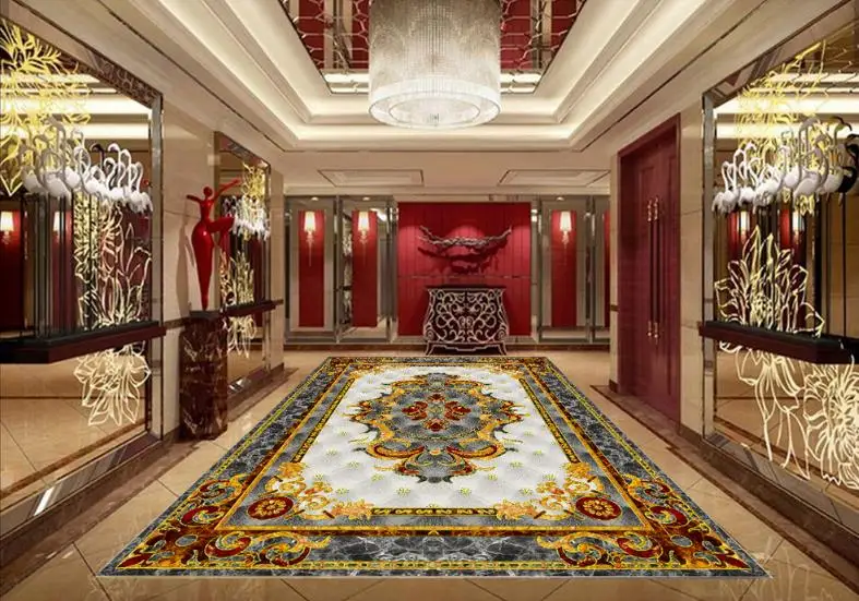 3d flooring European carpet wallpapers for living room Marble parquet 3d floor wallpaper