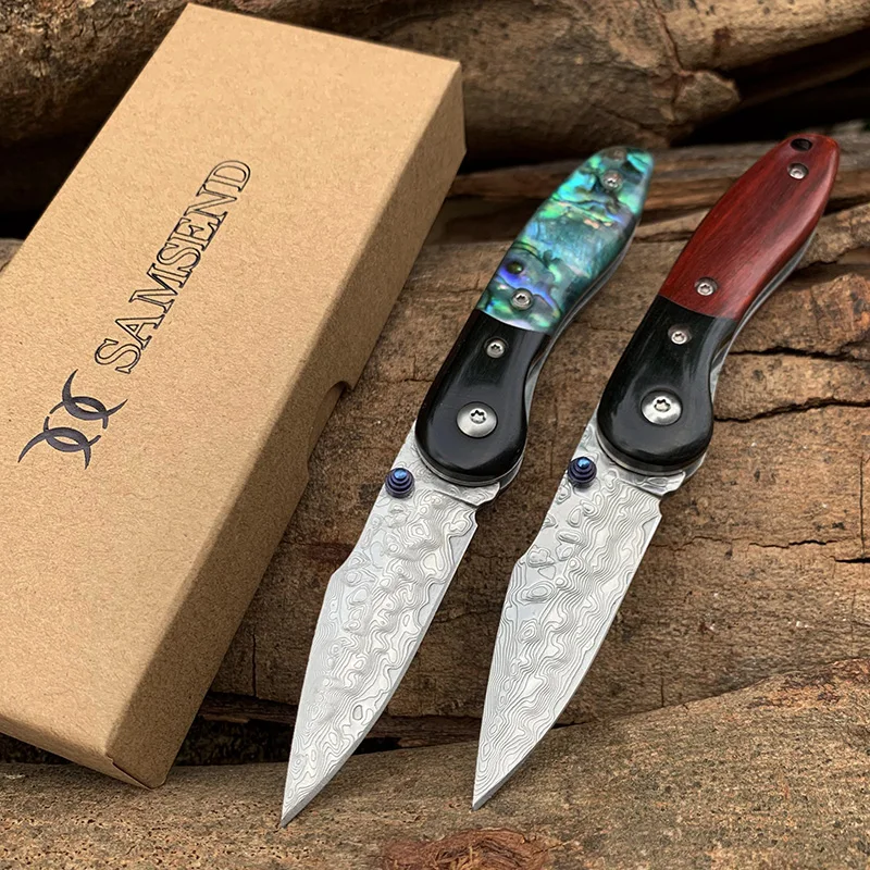 

EDC Handmade Damascus Pocket Knife VG10 Multifuntion Tools Hunting Folding Knife Collection Camping Hiking tools