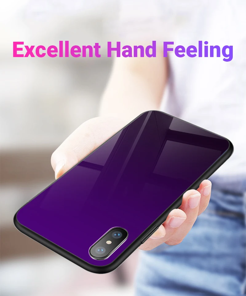 Hisomone Gradient Color Phone Case For iPhone 6 6S 7 8 Plus X Xs Max Xr Glass Silicone Back Case For iPhone 7 6 S Cover Conque