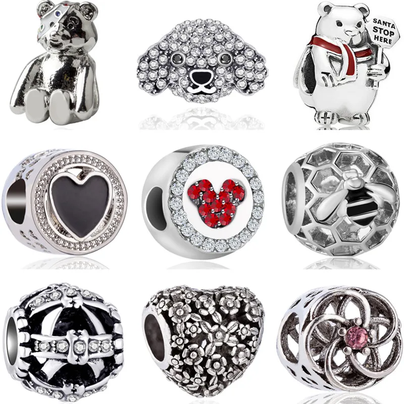 

Vintage Tribal Beads DIY Pulsera Small Angel Bear Evil Eye Light Bulb Dog Crystal Charms Fit Pandora Bracelets for Women Perles