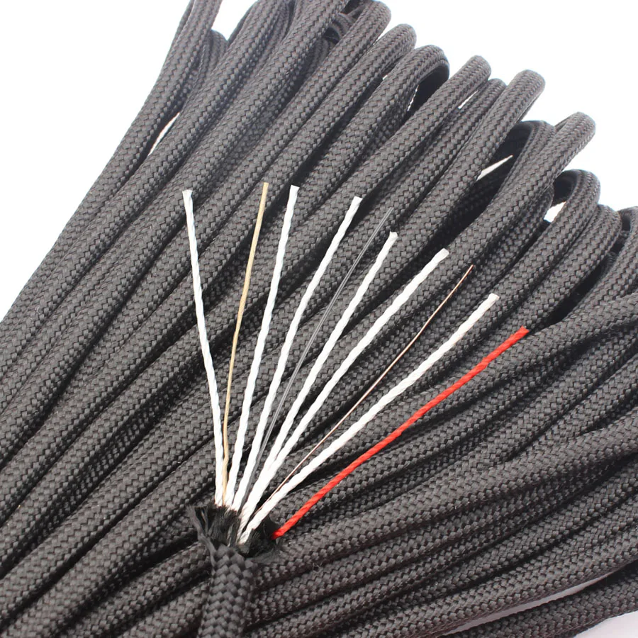 CAMPINGSKY Firecord 550 Paracord مع خيط صنارة الصيد MULTI-PURPOSE سلك مصبح الجوت صوفان حبل بقاء Paracord 550 100FT 50FT