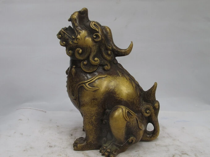 

wholesale factory Chinese Dynasty Fengshui Pure Bronze Copper Buddhism Unicorn kylin Kirin Statue