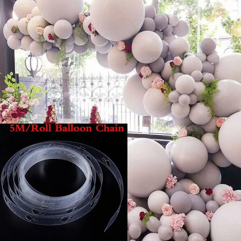 1 шт. 5 м аксессуары для баллонов полоска для воздушных шаров насос ленты клей гелиевый воздушный шар покрытый фольгой украшения свадебные шары на день рождения - Цвет: 5m balloon chain