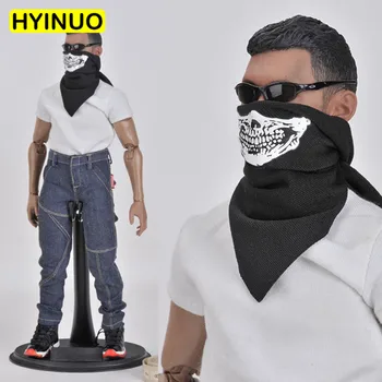 

1/6 Scale Face Towel Men Fashion Skeleton Face Towel Male Square Scarf Playing Toy for 12" Action Figure Body Toys Accessory