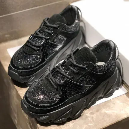 2019 new spring wild thick-soled fashion sequined casual shoes