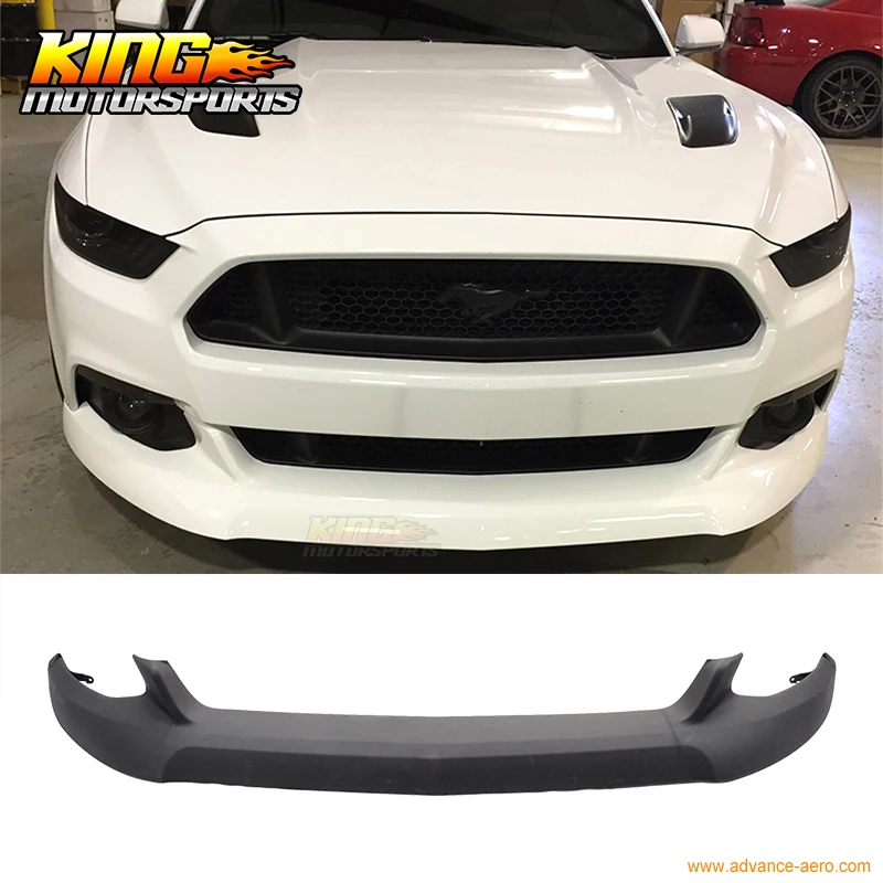 

For 2015 2016 Ford Mustang Front Bumper Lip IKC front chin lip Unpainted Black - Ready for Paint