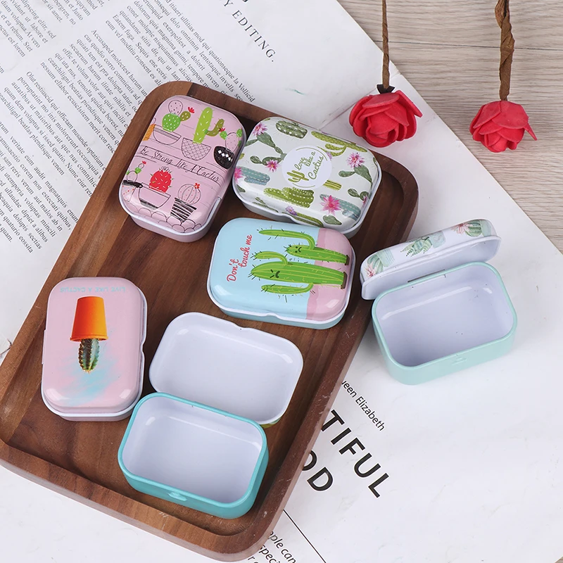 

1PC Mini Tin Box Sealed Jar Packing Boxes Jewelry, Candy Box Storage Boxes Cans Coin Earrings, Headphones Box Cactus Wholesale