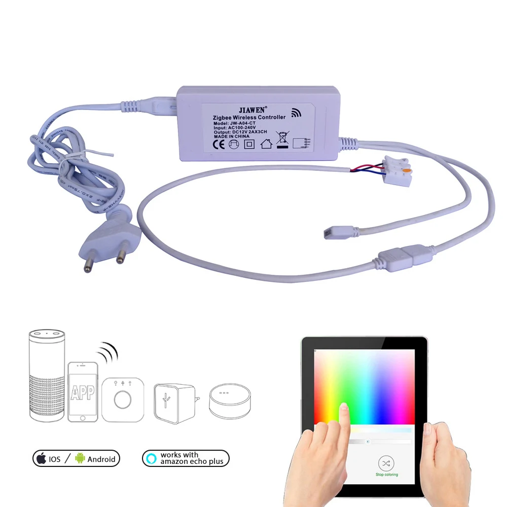 Jiawen Zigbee Controller arbeit mit großen brücken/gateways für RGB/CT/RGBW DC 12 V led streifen-in RGB-Controller aus Licht & Beleuchtung bei