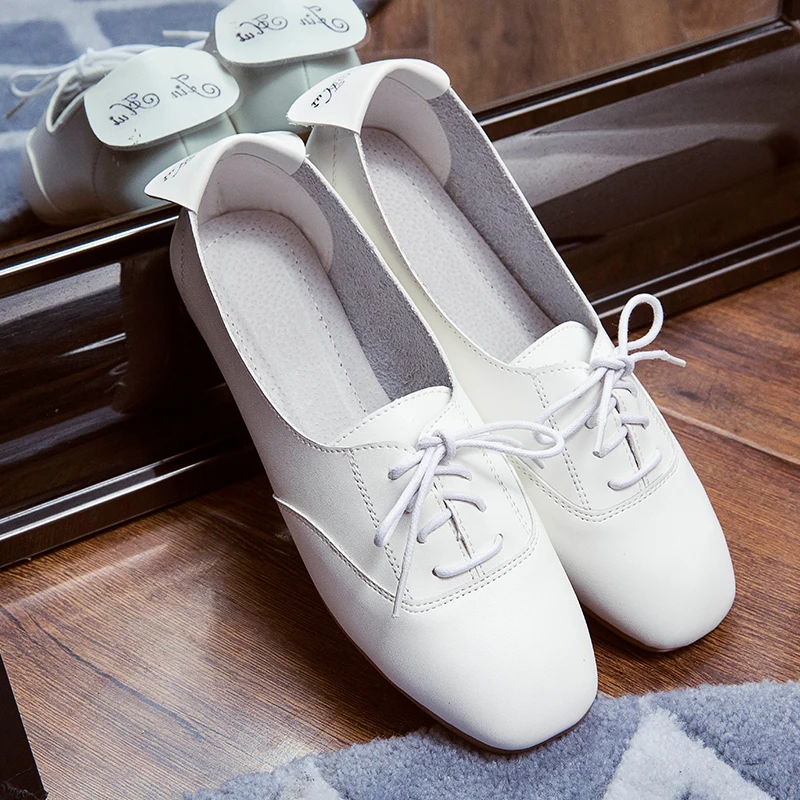 Mode Printemps Pour Mocassins Brun De Femmes Chaussures Nouvelles Automne Cravate Bout Brown 2019 Blanc Carré blanc D397 Casual Fw04qnC