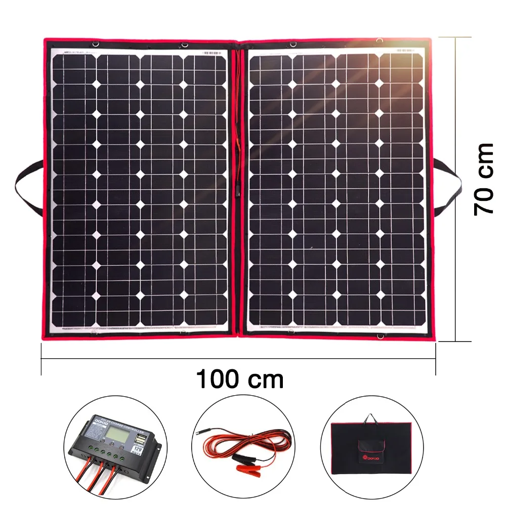 100w 12V Гибкая Складная солнечная панель наружная солнечная панель s наборы для кемпинга/лодок/RVHome/солнечных батарей 18V панели солнечной зарядки