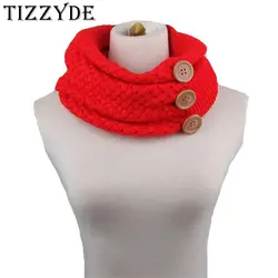 Европейский красота шарф зимние шарфы для женщин теплая кнопка шерсть вязание толстый Воротник модные однотонные цвет шарф LJ424