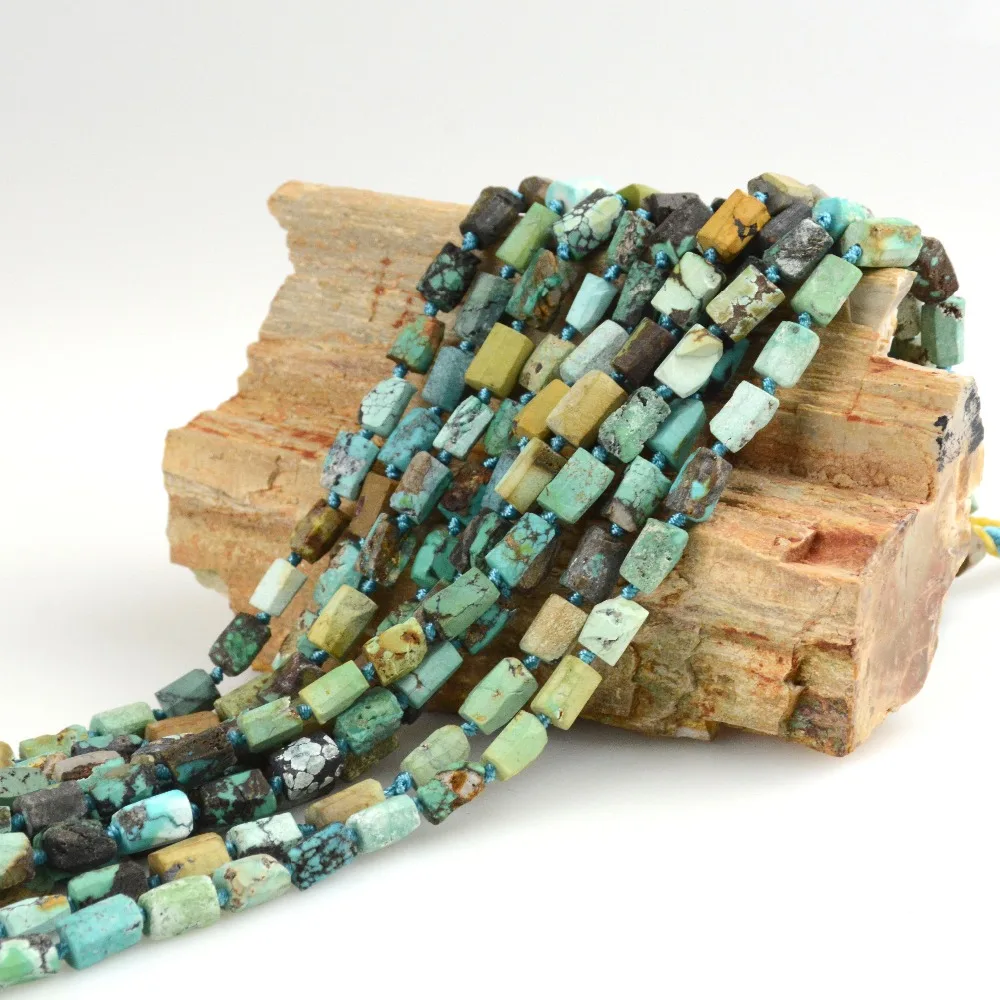 

Natural Russian Amazonite / HuBei Turquoise Matt Irregular Tube Beads 8mmx12mm
