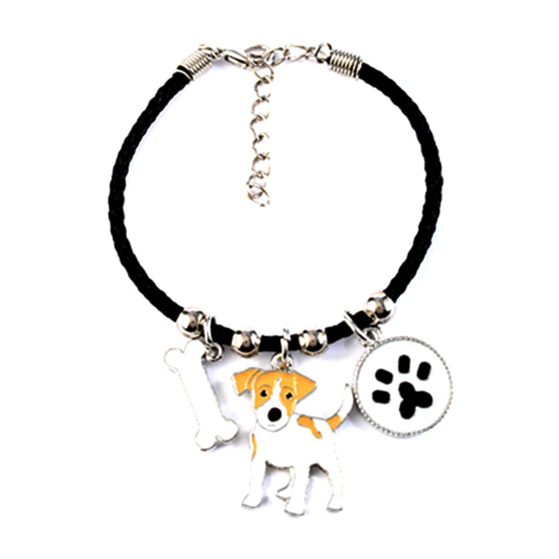 Милые померанские очаровательные браслеты amp браслеты для девочек женщин мужчин Веревка Цепи серебряный цвет кулон в виде собаки мужской женский браслет - Окраска металла: Jack Russell Terrier