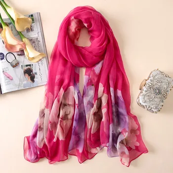 

2020 New Silk Women Scarf Print Summer Beach Scarves Wraps Lady Foulard Pashmina Band Stole Sunscreen Shawls