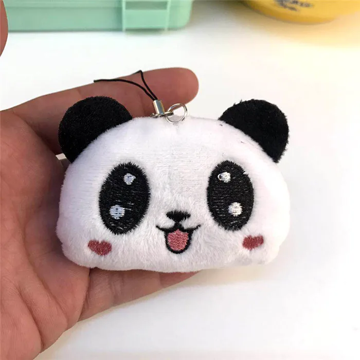 Fashion Panda Emoji Plush Toys Key Chain Ring Pom Bear Keychain Woman Bag Charms Man Car Keyring Wedding Party Trinket Jewelry (23)_