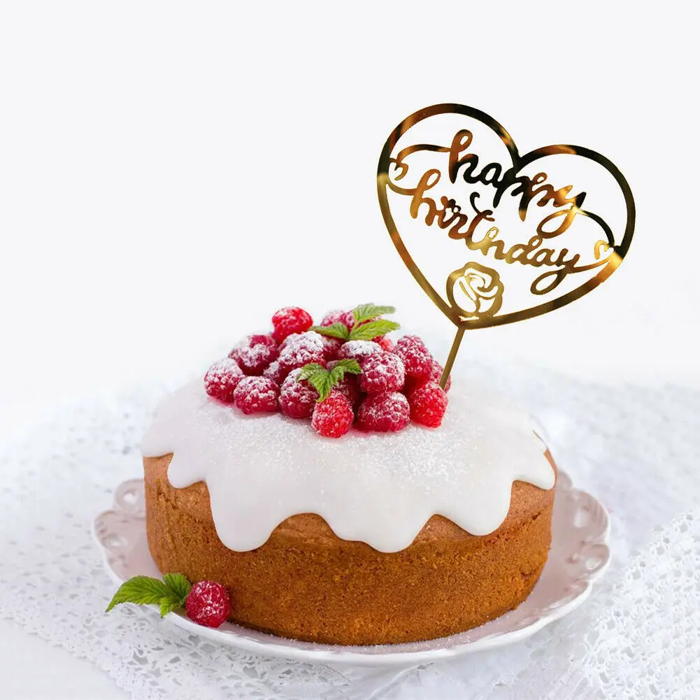 

1pc Acrylic Cake Topper Happy Birthday Card Banner Cake DIY Wedding Party Decoration