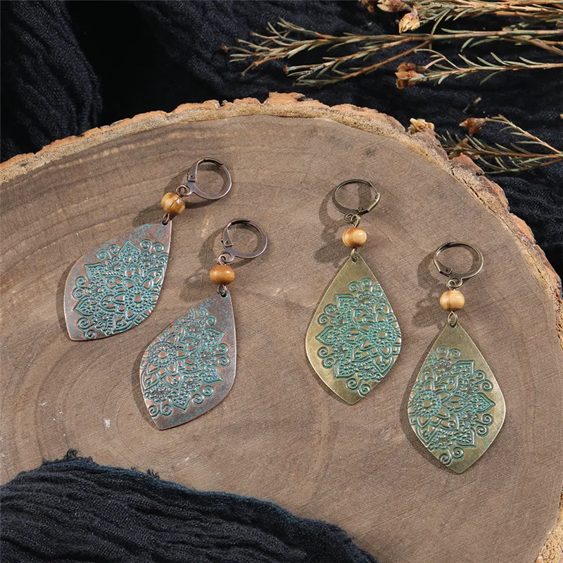 Vintage Bronze Geometric Women's Earrings Jewelry 2019 Long Metal Tassel Fringe African Earrings for Women Big Round Earring (6)