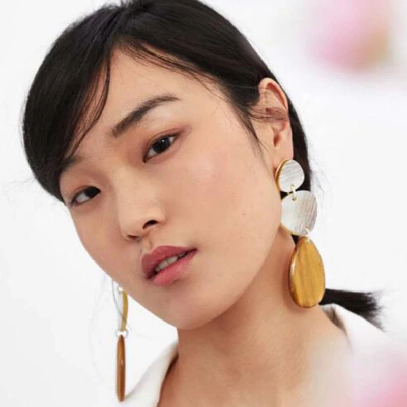 

Ztech Fashion Ins Dangle Drop Earrings Women Crystal Sequins Resin Long Statement Earrings Party Jewelry Wholesale Drop Shipping