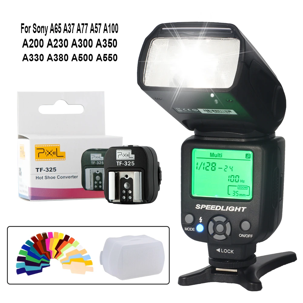 

INSEESI IN560IV PLUS Wireless Flash Speedlite & Pixel TF-325 Hot Shoe Adapter For Sony A65 A77 A57 A100 A200 A300 A350 A380 A500