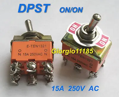 

10pcs DPST ON/ON Industrial Toggle Switches 1321 Double pole single throw