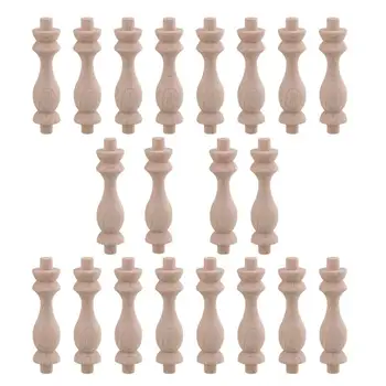 

20Pcs 7.5x1.8cm H-83 Beech Unpainted Unfinished Wood Craft Spindles Baluster for Home Restaurant Decor Repair Decoration