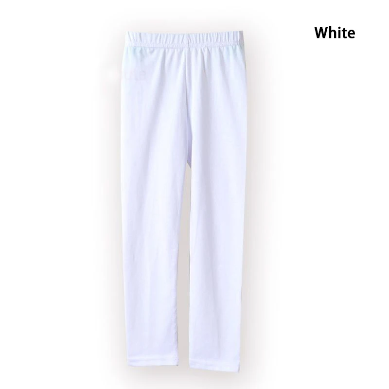 Штаны для девочек мягкие эластичные хлопковые детские леггинсы облегающие брюки для девочек ярких цветов однотонные От 2 до 13 лет детские брюки - Цвет: Белый