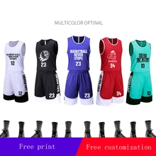 6 цветов, мужской баскетбольный набор, Униформа, спортивный костюм, мужской студенческий командный костюм, униформа на заказ, для соревнований, для тренировок, с принтом, Спортивная майка
