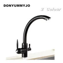 DONYUMMYJO Новый Дизайн Твердой Латуни Черный Кухонный Кран Обратного осмоса Три Потока Фильтруют Смеситель Для Мойки 3 Способ Кухонный Кран