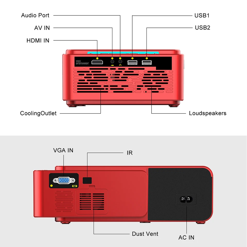 T6 светодиодный проектор HD 3500 люмен портативный HDMI USB поддержка 4K 1080p домашний кинотеатр проектор