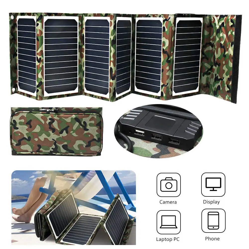 

Outdoor Portable 40W 18V 5A USB Solar Panel Power Bank Camping Folding Solar Battery Panel For Mobile Phone PC Laptop