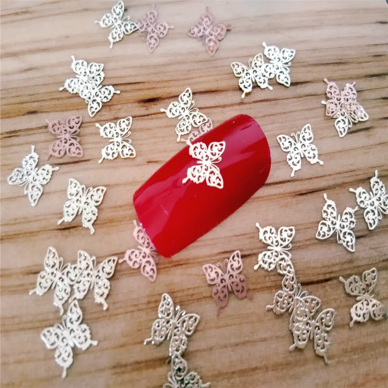 

10pcs nail decoration butterfly metal Ultra thin sheet soft copper sheet gold do not fade nail jewelry