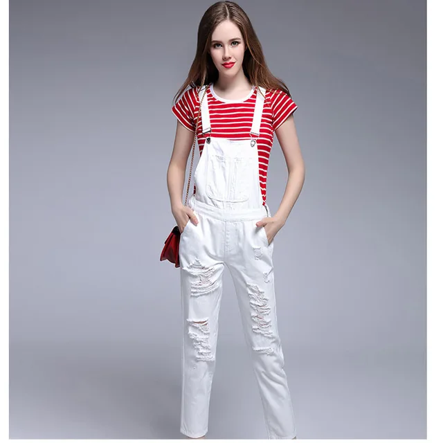 overall jeans putih