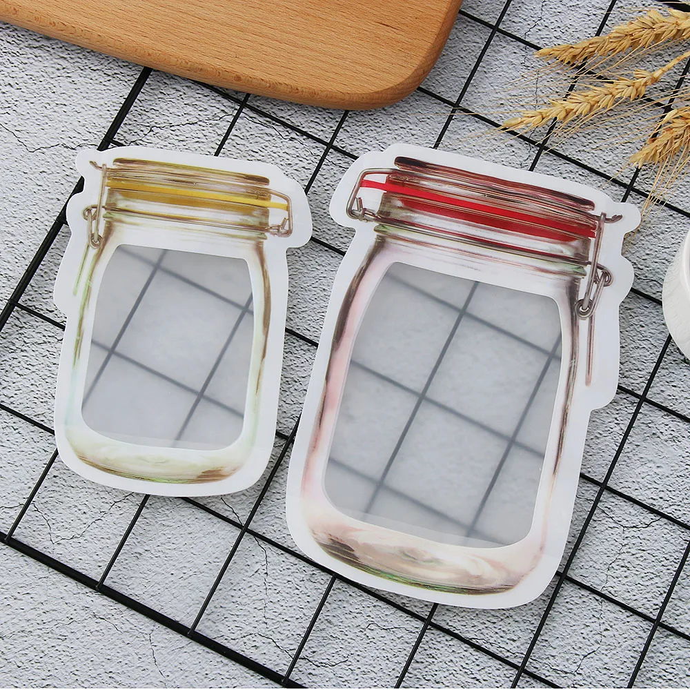 5pcs/set Storage Zipper Food Snack Stand Up Bag Pouches Zip Lock Zipper Bag Food Grade Plastic Storage Bags Smell Proof Clip