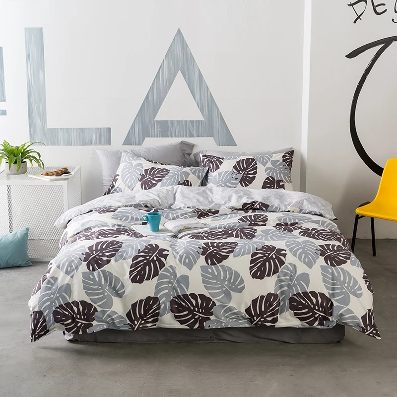 Waliicorners Cartoon 100% Cotton Bedding Set cute cat Duvet Cover Sets Soft Bed Linen Flat Bed Sheet Set Pillowcase 4PCS bed cover 15