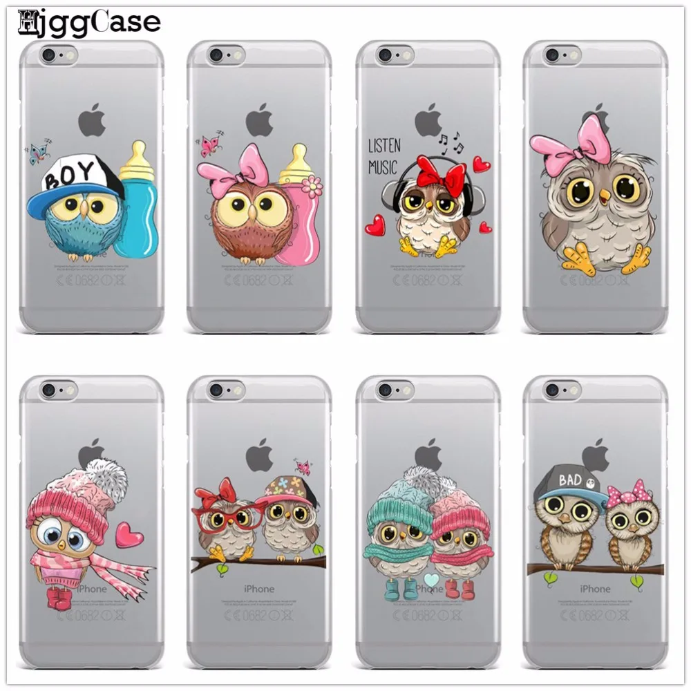 

Cute Cartoon Lovers Owl Soft Silicone Phone Cover Case For iPhone 7 5 5S SE 6 6S 6Plus 6SPlus 7Plus 8 8Plus X