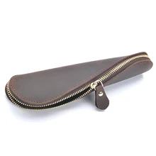 Creative Nature Genuine Leather Pencil Bag S Shape Pen Holder Gift deli 9139 creative apple shape plastic pen holder green