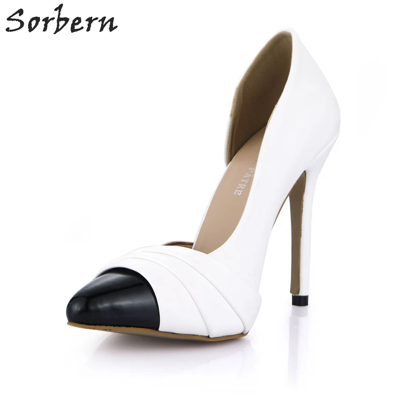

Sorbern Elegant White And Black Pump Runway Shoes Luxury Shoes Women Designers Custom Yellow Shoes Women Stilettos Ol Pumps