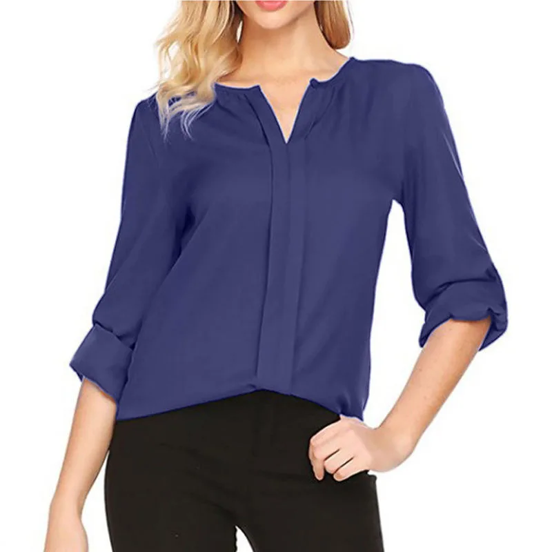 

Women Blouses 2019 Fashion Long Sleeve Office Shirt Chiffon Blouse Shirt Casual Tops Plus Size XS-5XL Blusas Femininas