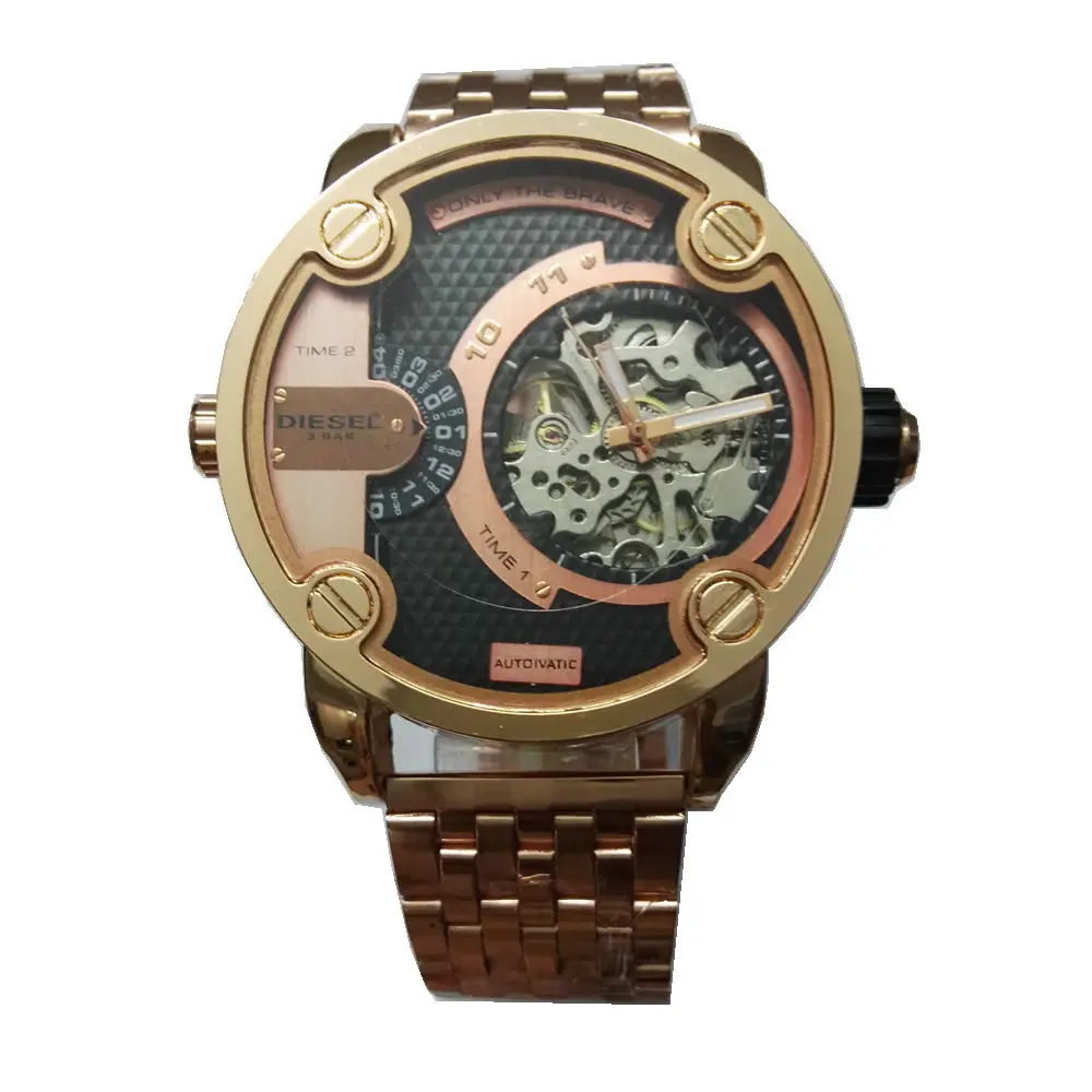 2016 fashion brand new dual display Male mechanical watches Large Dial Stainless steel rose gold men