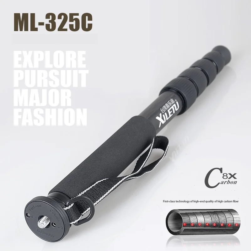 XILETU ML-325C Carbon Fiber Tripod Monopod Stable Pole For Canon Nikon Digital Camera With stainless steel Spike