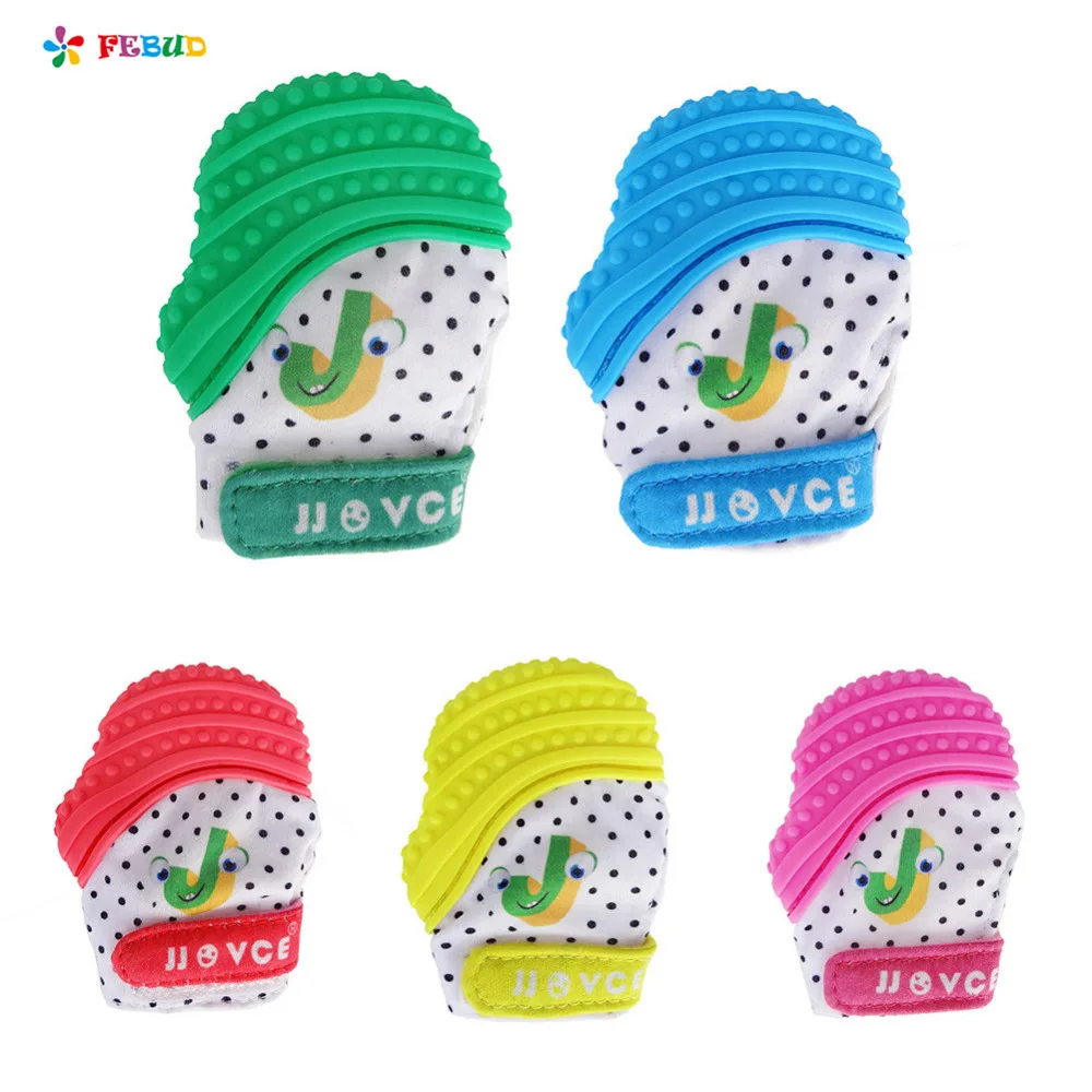 Baby Silicone Teether Gloves Chewable Pacifier Colorful Safe BPA