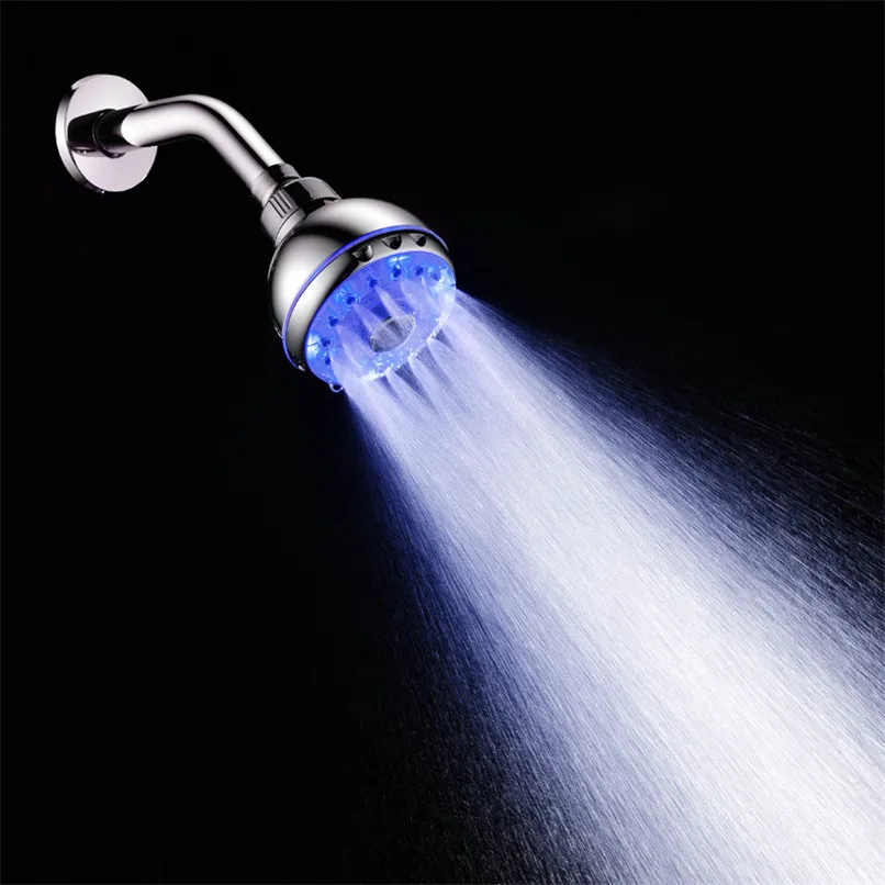 Round Water Saving Shower Heads 7 Colorful LED Light Water Bath Bathroom Filtration Shower Hand Hold Type #2y30 (10)