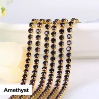 3yards/piece 17colors glass crystal Rhinestones chain, Gold bottom sew on Cup Chains For diy Sewing Clothes Accessories