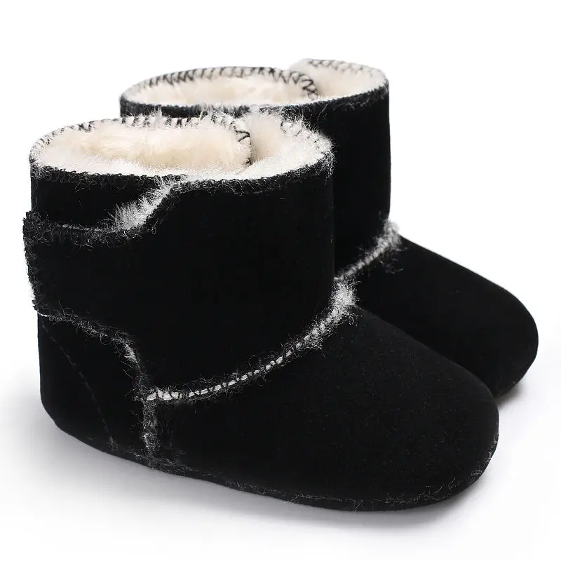 Зимние Бархатные Теплые ботиночки для маленьких мальчиков; Плюшевые ботиночки на мягкой подошве для маленьких девочек; обувь для новорожденных; 0-18 месяцев