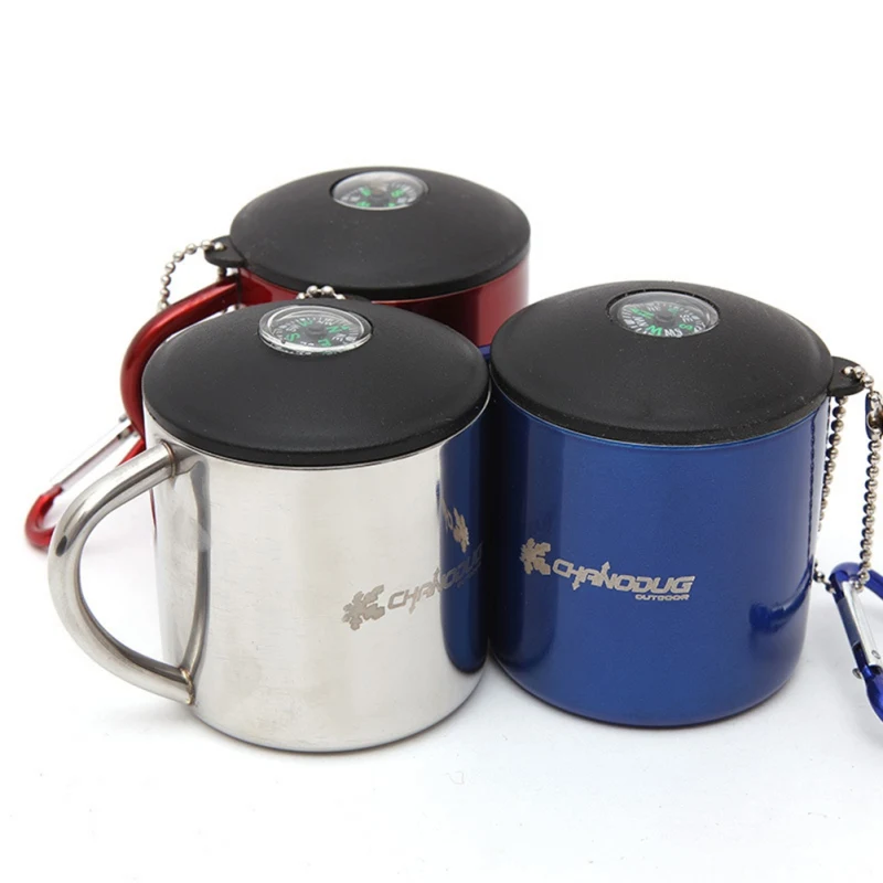 

Stainless Steel Outdoor Travel Mug With Handle And Lid Insulation Lightweight Thermal Cup With Carabiner For Camping Hiking