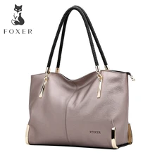 FOXER Brand Women's Cow Leather Handbags Female Shoulder bag designer Luxury Lady Tote Large Capacity Zipper Handbag for Women 