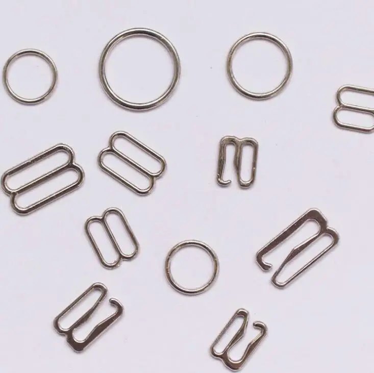 

100 pcs / lot 6mm/8mm/10mm/12mm/15mm/20mm silver ring slider hook bra sewing buckle