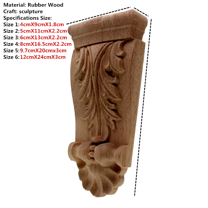 VZLX New Arrival Vintage Wood Carved Corner Onlay Applique Unpainted Furniture Cabinet Decorative Figurines Wooden Miniature DIY